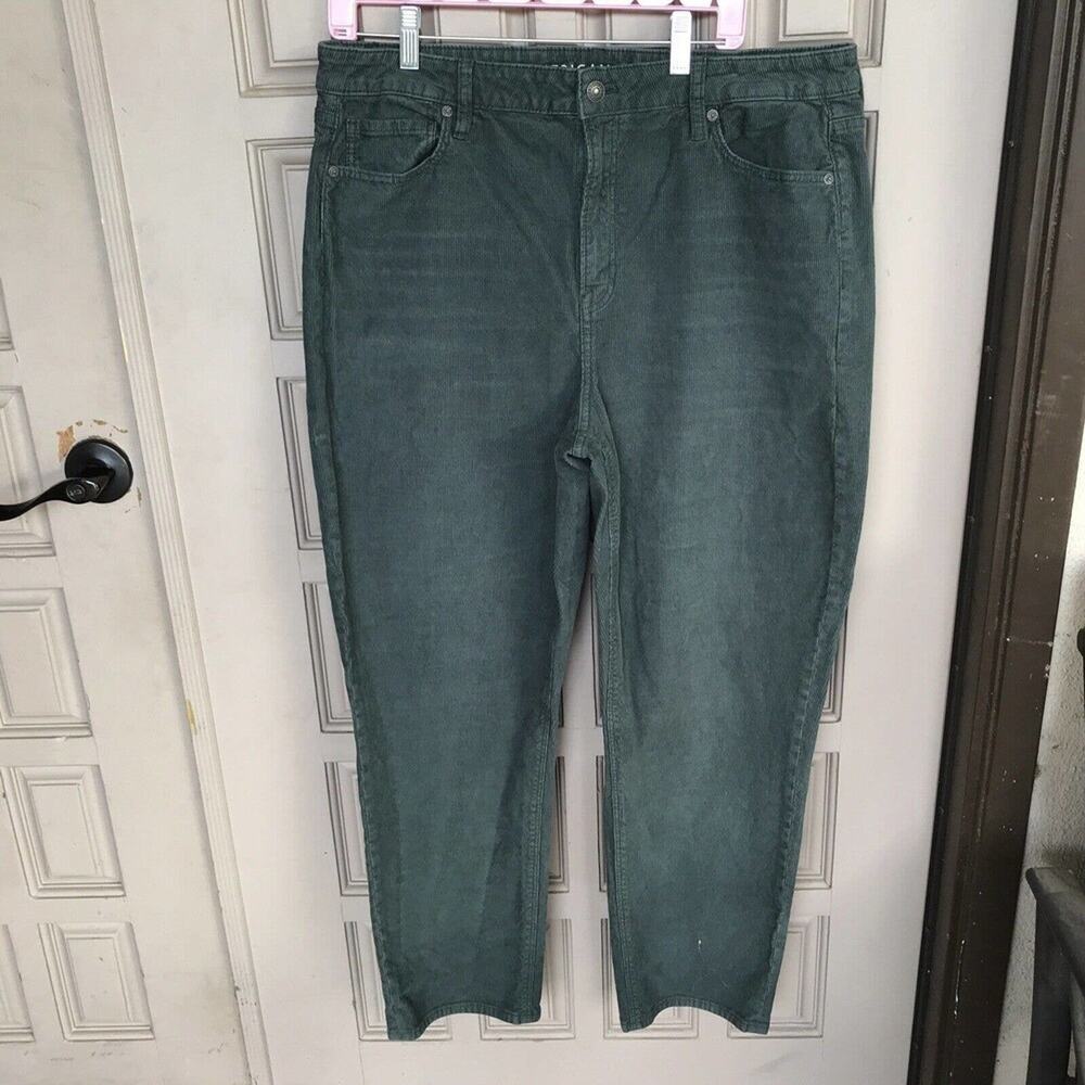 American Eagle Mom Strait Jeans Corduroy Dark Teal Ladies Size 14 Stretch NWOT
